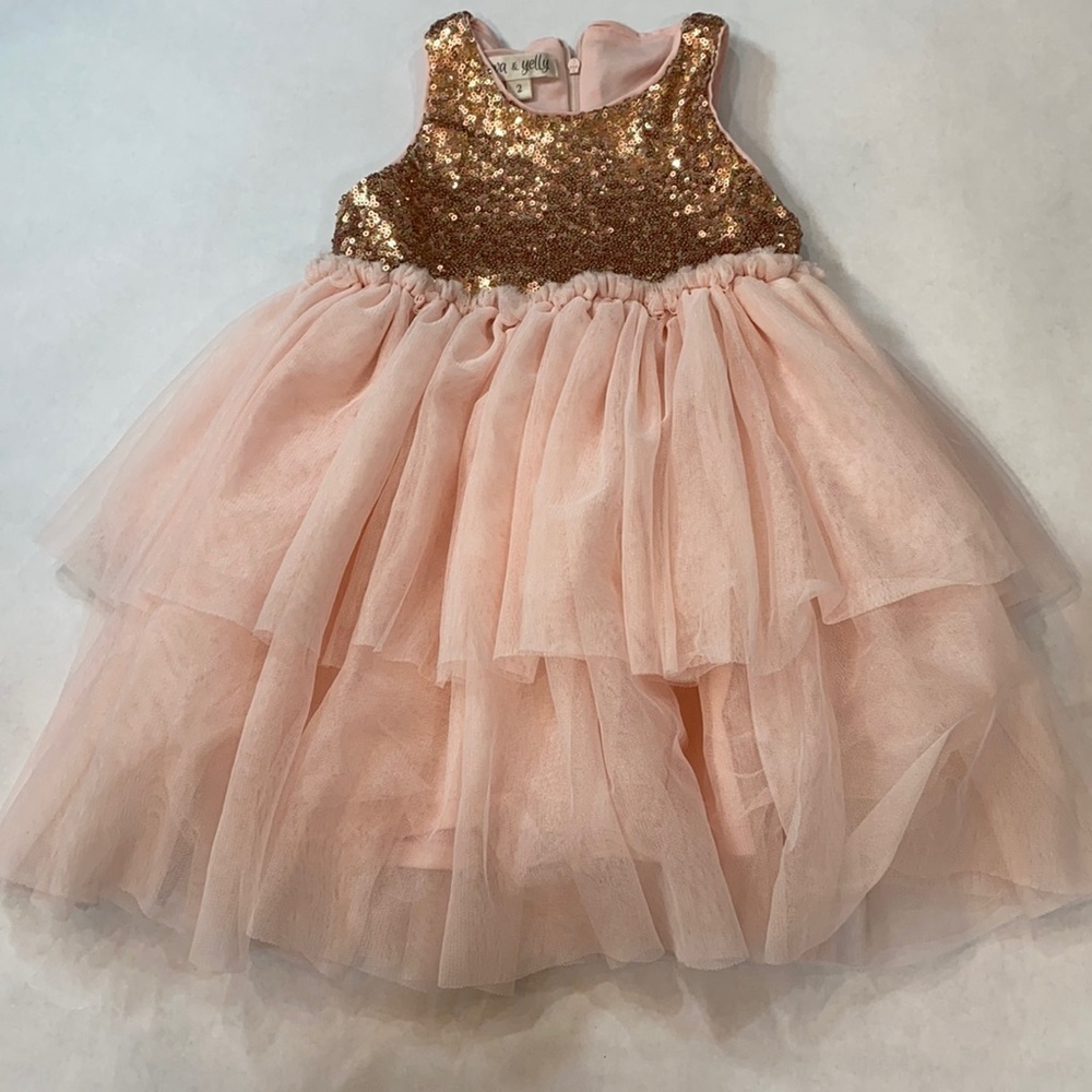 Ava & Yelly sequin top dress pink tule skirt holiday‎